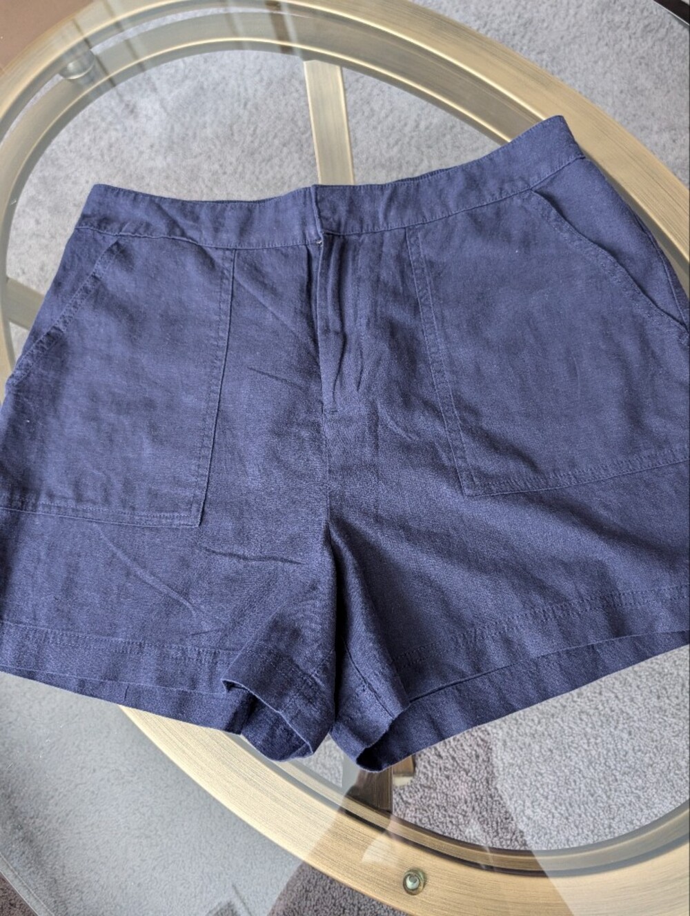 Nicole Miller New York Linen/ Rayon Blend Shorts L Navy